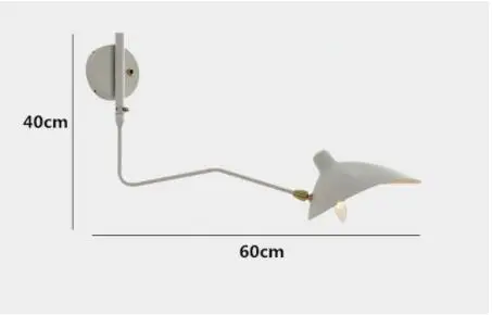 1 arm L60cm white Arms Черный Белый Ретро Лофт Промышленные винтажные Настенные светильники французский дизайнер вращающиеся Бра Настенные светильники для украшения дома - Цвет абажура: 1 arm L60cm white