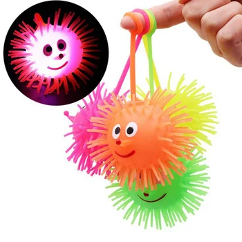 

New LED Flash Fun Decompression Toy Luminous Bouncy Ball Luminous Hedgehog Flash Plush Vent Toy Ball Children Toys Random Color