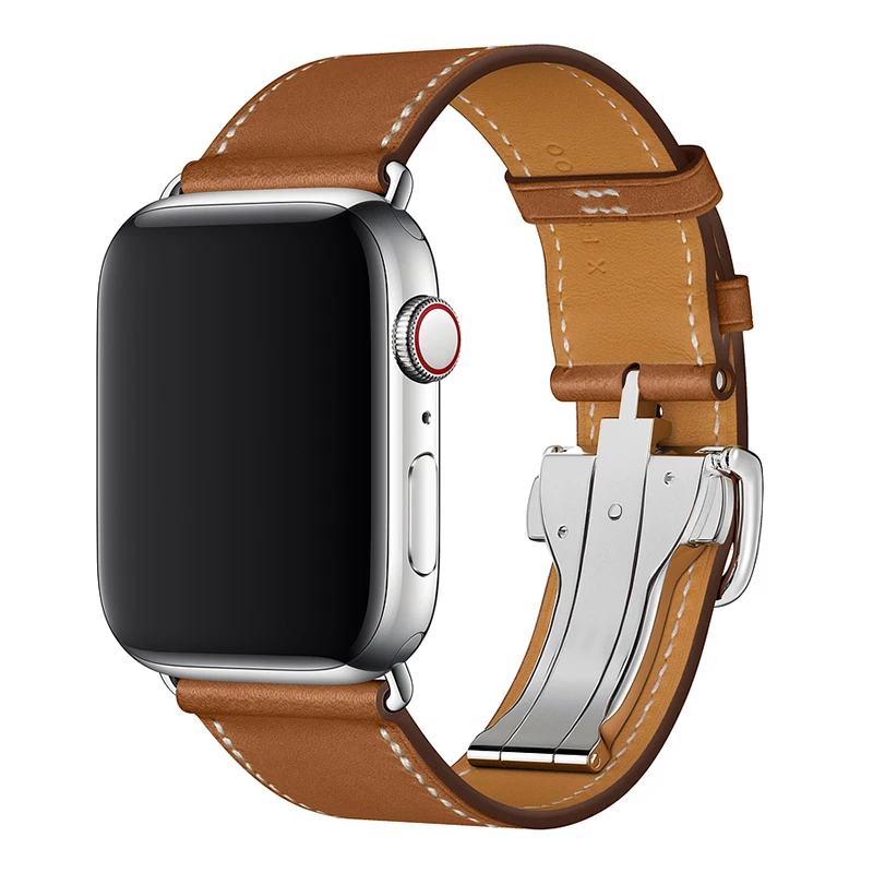Ремешок из натуральной кожи для iWatch Series 6 SE сменный Браслет с пряжкой Apple Watch 5 4