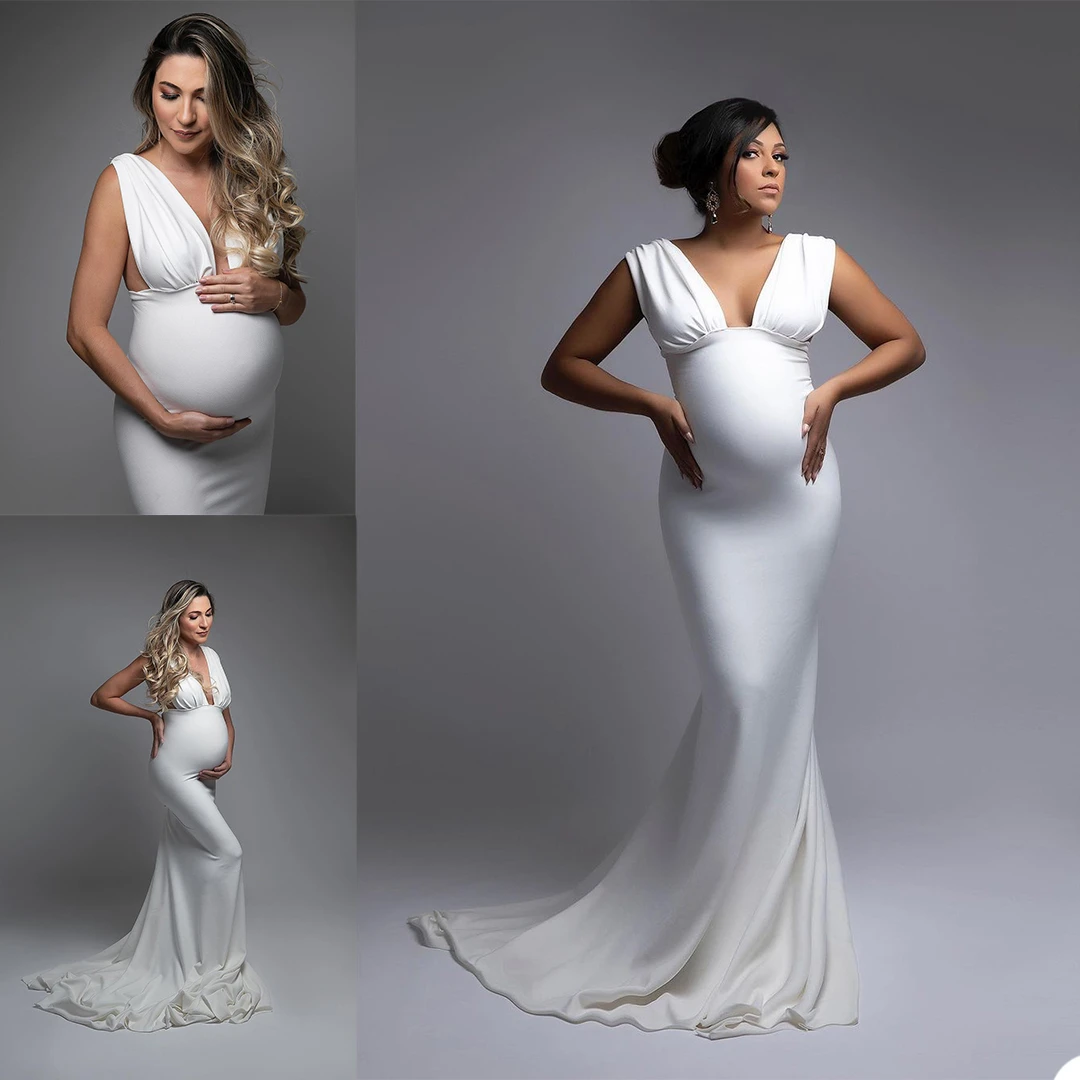 Erradicar proporcionar Verter Batas de maternidad simples y elegantes para sesión de fotos, vestido largo  y transparente de tul para novia y embarazo, hecho a medida, color  blanco|Chaquetas de boda/Envolvente| - AliExpress