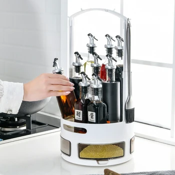 

2 Tiers Rotatable Spice Rack Non-Slip Spinning Storage Pantry Countertop Shelf