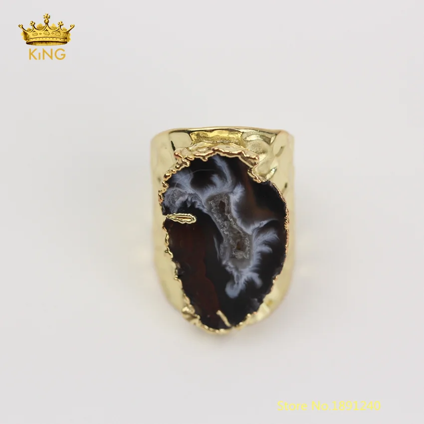 5 шт., натуральные Druzy, геодное состояние, мужские кольца, ювелирные изделия, сырье, друзы, камни, покрытые золотом/красной бронзой, медь, бохо, Druzy, кольцо для мужчин