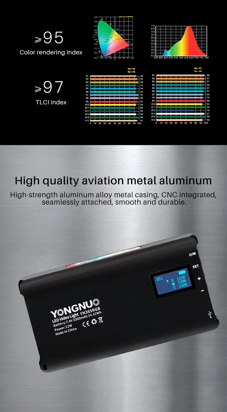 YONGNUO YN365 RGB светодиодный светильник для видеосъемки Карманный светильник 2500 k-8500 k полноцветный 3300mAh перезаряжаемый светильник для студийной фотосъемки