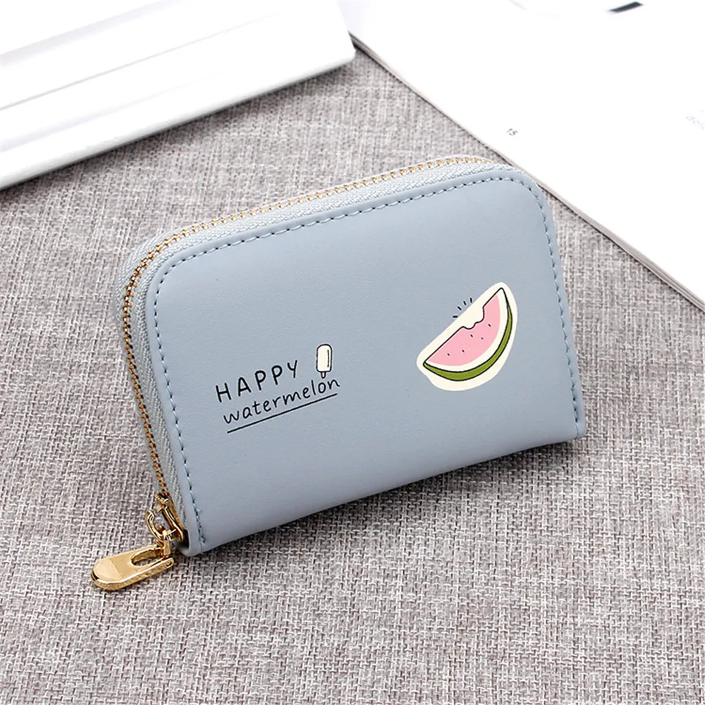 

Women Wallet Zipper Fruit Print Faux Leather Coin Organ Card Package Money Wallets Holder Clutch PU Lady Purse