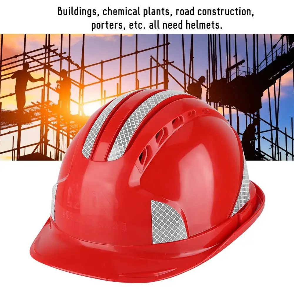 

Worker Construction Site Protective Cap Ventilate ABS Hard Hat Reflective Stripe Safety Helmet