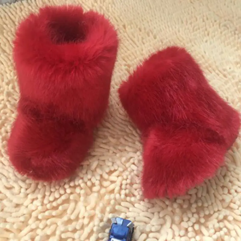 Botas de Neve Menina do Falso Pele de Raposa Botas de Inverno Reave Gato Crianças Inverno Nova Tornozelo Sapatos Quentes Veludo Algodão Acolchoado 19-33 2020 10 2019 nova menina do falso pele de