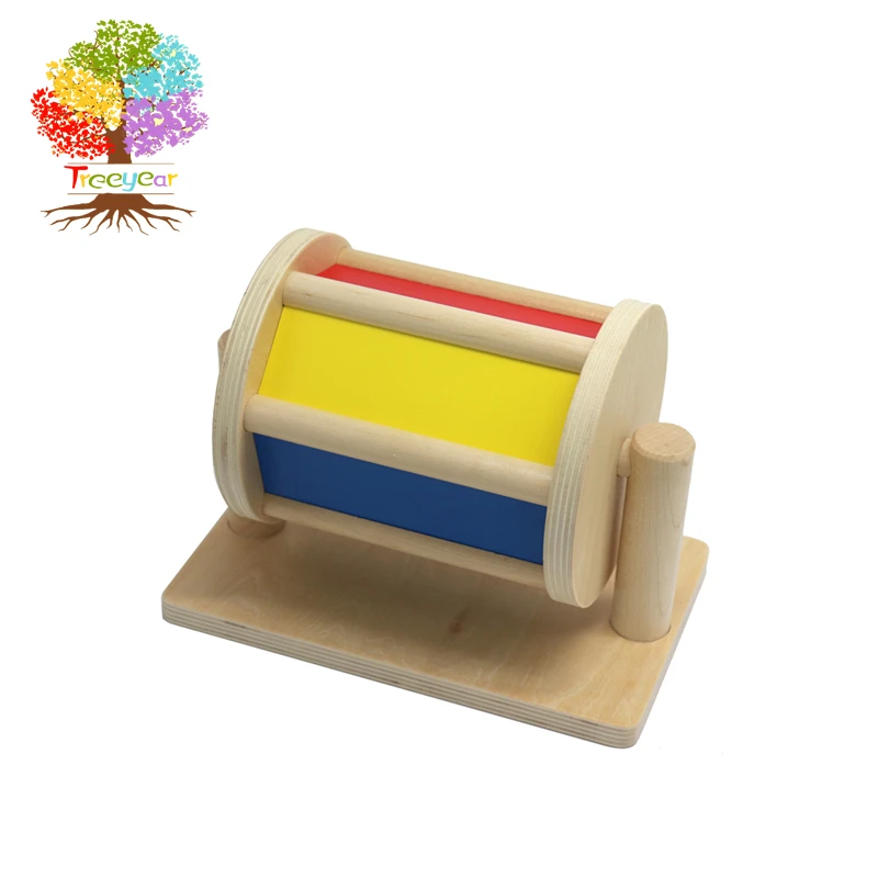 Treeyear Wooden Sensory Spinning Drum with Mirror Montessori Materials Sounds Educational Toys for Children Baby | Игрушки и хобби