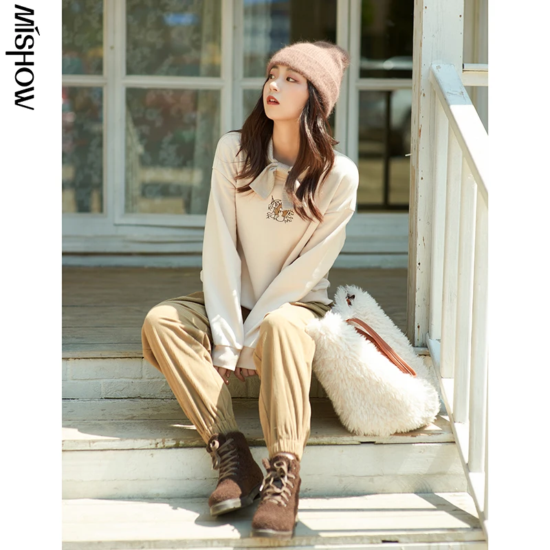 MISHOW 2020 Winter Sweatshirts For Women Taddy Printed Long Sleeve Sweet Outdoor Fashion Tops Female Pullovers MX20D6880 | Женская