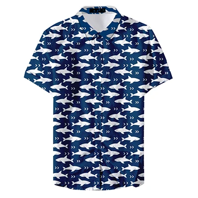 Style6 Модные повседневные приталенные рубашки Hombre винтажные рубашки с принтом акулы на заказ - Цвет: Style6