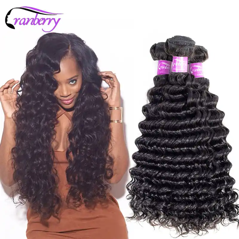 Cranberry Hair Remy Deep Wave Bundles Deal Can Buy 3 Or 4 Pcs Lot