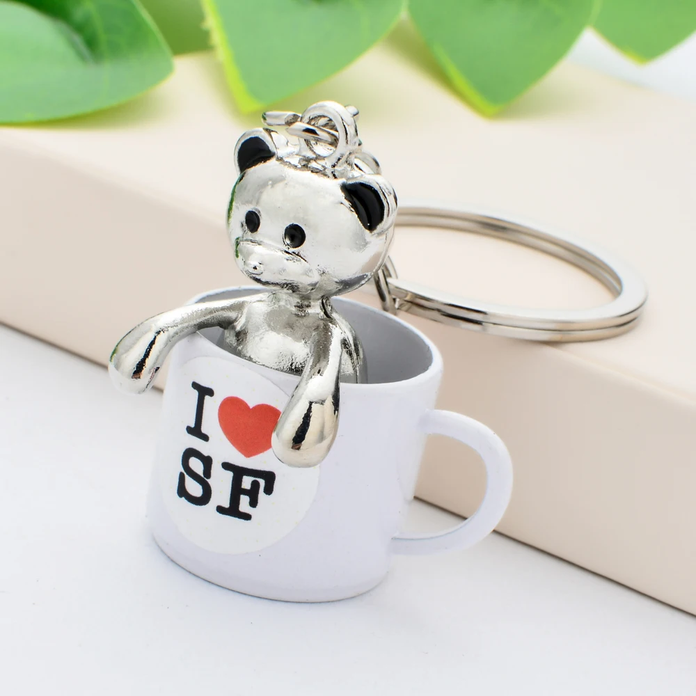 Vicney милый серебряный брелок с медведем модный надписью I LOVE SF для друзей