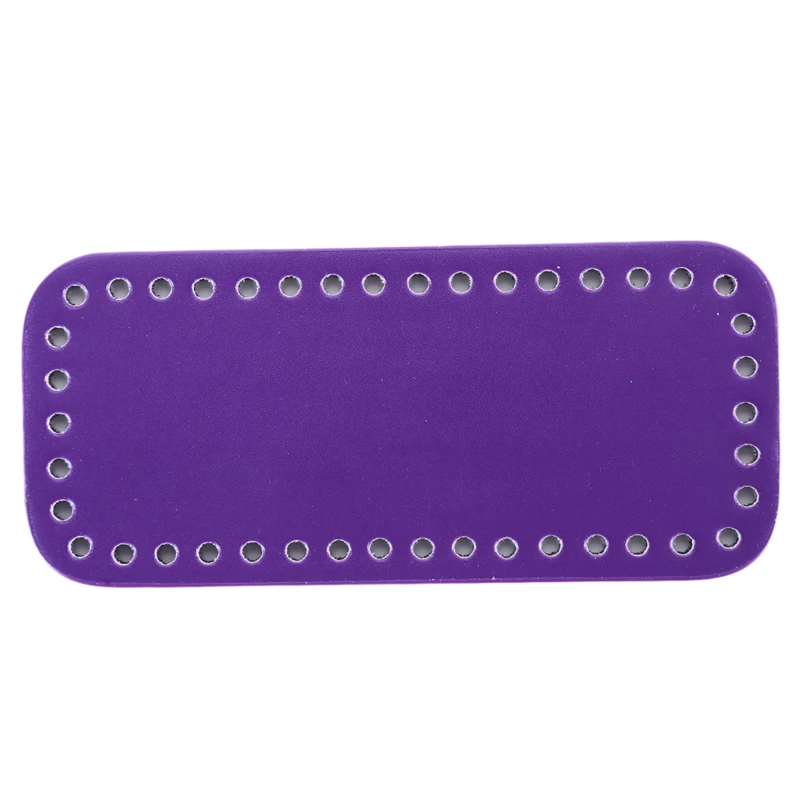 purple Высококачественная подошва для сплетенные сумки PU лакированная кожаная сумка, аксессуары прямоугольная подошва с отверстиями Diy связанная крючком сумка дно - Цвет: purple