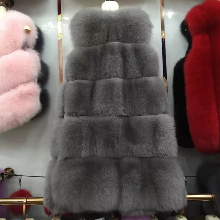 Retro Women faux fur Coats Winter Elegant Artificial Fox Fur Long Gilet Vest Vintage Sleeveless Flurry Thick Fur Coat J197
