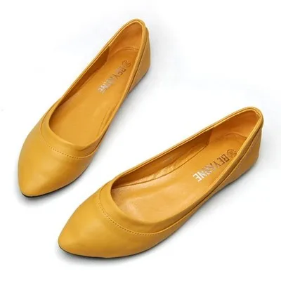

2020 flat large size women's shoes soft bottom fashion pointed shoes flat spring and autumn single shoes boat shoes