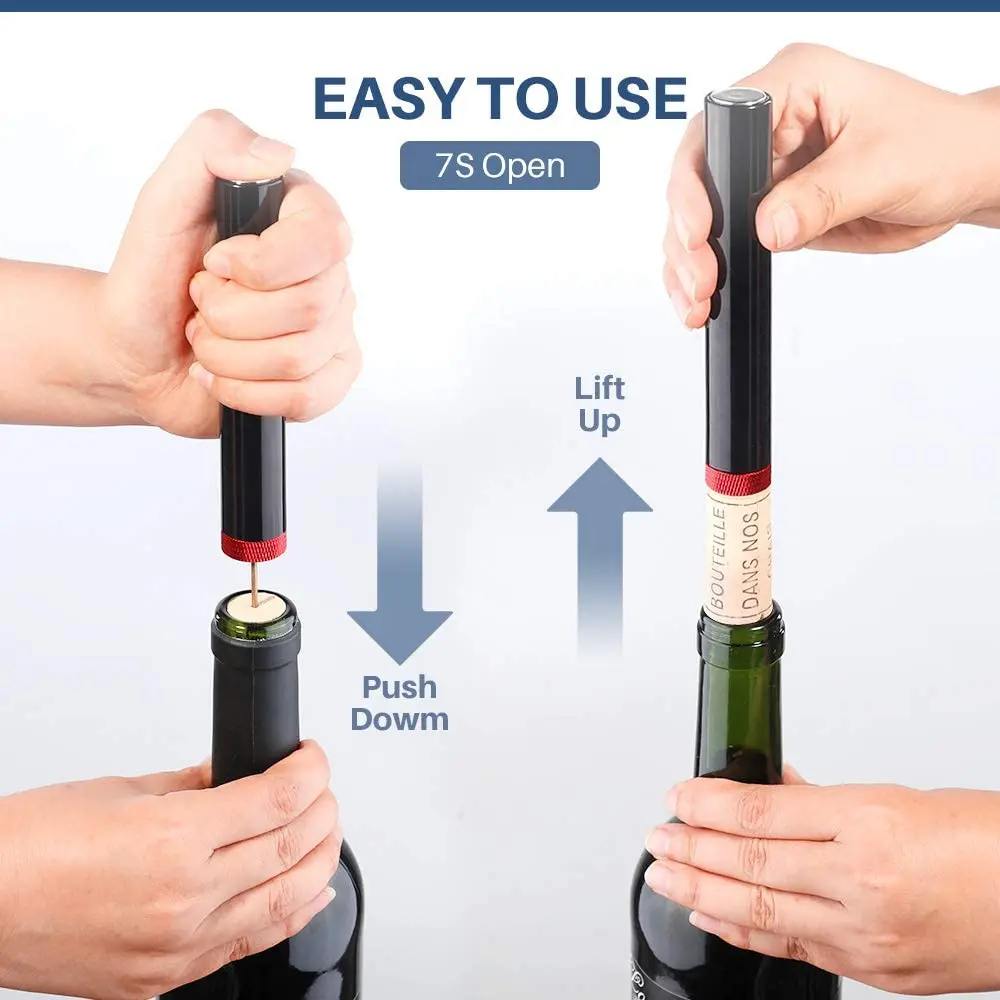 Air Pump Wine Corkscrew Air Pressure Vacuum Wine Opener Stainless Steel Pin  Wine Stopper Beer Bottle Opener Bar Accessories