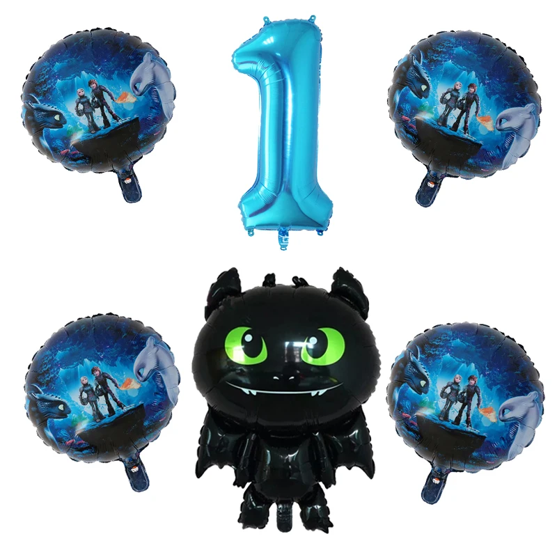 

6pcs How to Train Your Dragon Toothless Foil Balloon 30inch Number Ballons Birthday Anniversary Party Decoration Kids Toy Globos