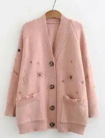 Women Clothes Autumn and Winter Clothes Women Fashion Embroidery Cardigan Women Sweater Women Casaco Feminino - Цвет: 2