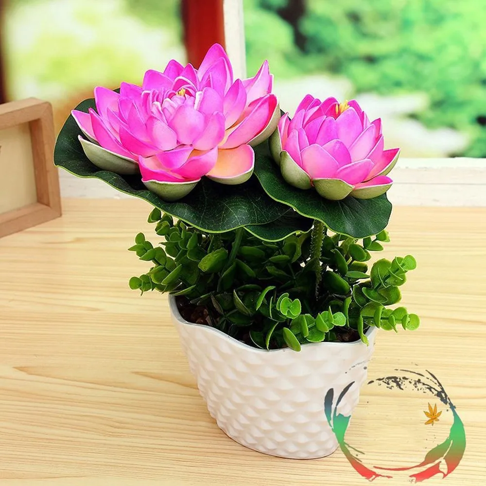 Искусственный цветок, бонсай украшения имитация PU лотоса для товары по тематике Будда поддельные цветочные бутоны маленькие горшечные декоративные - Цвет: PURPLE