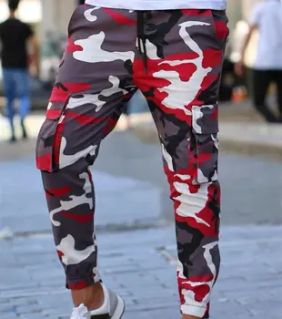 

2019 New Men's Cargo Pocket Outdoor Camouflage Pants Gym Sport Pants Running Joggers Trousers Pants 4 Colors
