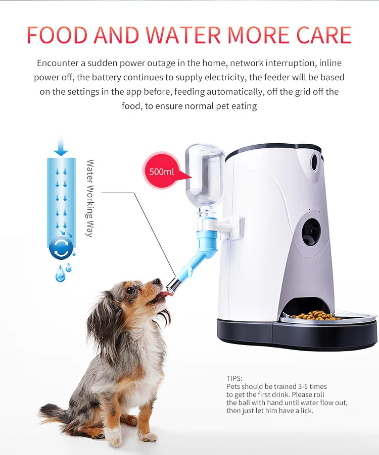 ПЭТ-автоматическая кормушка, умный дозатор для воды, поилка для воды, таймер с HD камерой и дистанционным видеонаблюдением для собак и кошек