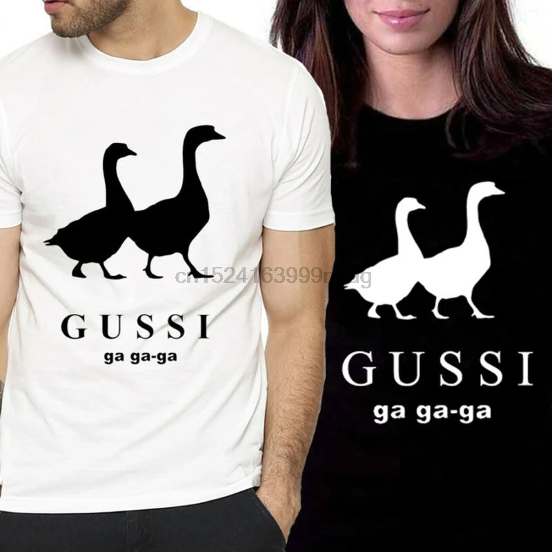 Забавная сатирическая брендовая футболка GUSSI Ga парные одинаковые Топы
