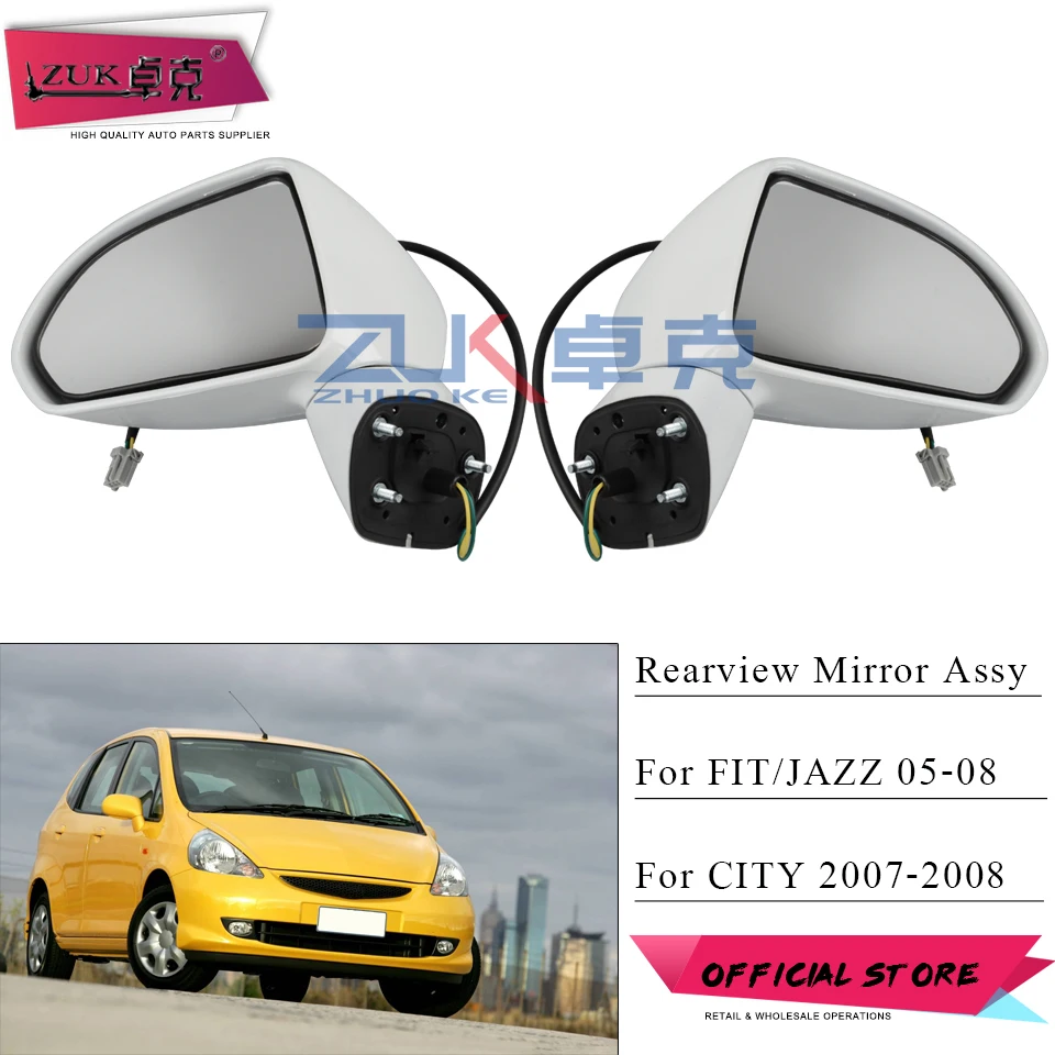 ZUK пара наружное заднего вида Боковая дверь Зеркало в сборе для HONDA FIT JAZZ 2003 2004 2005 2006 2007 2008 подходит для салона город 2007-2008 3-контактный