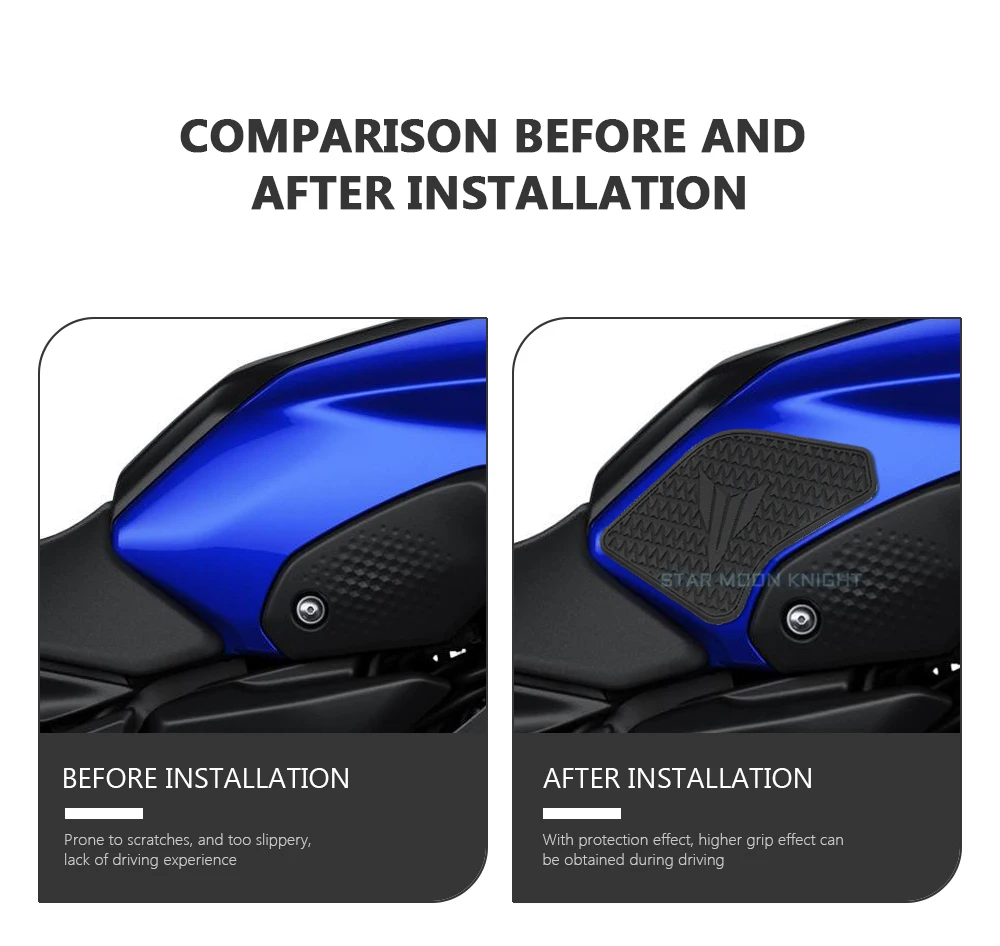 For Yamaha MT 07 MT07 MT-07 2021 - Side Fuel Tank pad Tank Pads Protector Stickers Decal Gas Knee Grip Traction Pad Tankpad