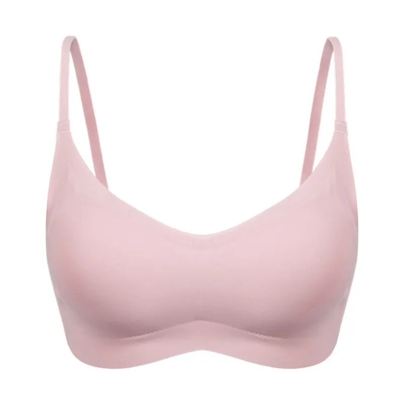 Light Pink Женский бесшовный бюстгальтер без косточек, топ с полной чашкой, однотонный впитывающий домашний тонкий бюстгальтер для сна - Цвет: Light Pink