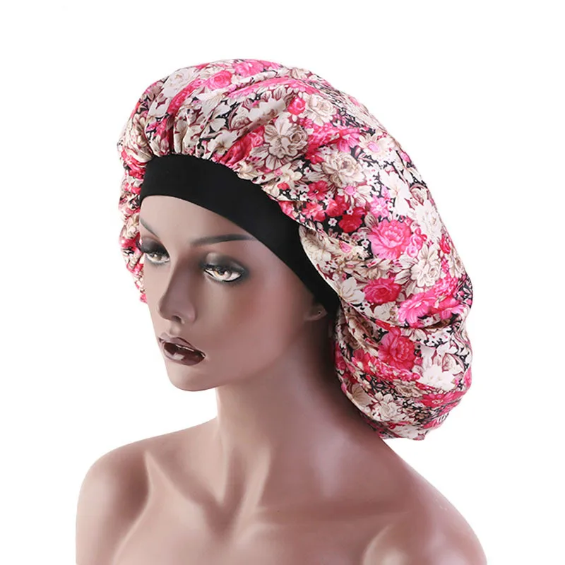 Large Print Satin Silky Bonnet Sleep Cap Width Elastic Band for Women Solid Color Head Wrap Lady Hair Accessories Wholesale Large Print Satin Silky Bonnet Sleep Cap Width Elastic Band for Women Solid Color Head Wrap Lady Hair Accessories Wholesale