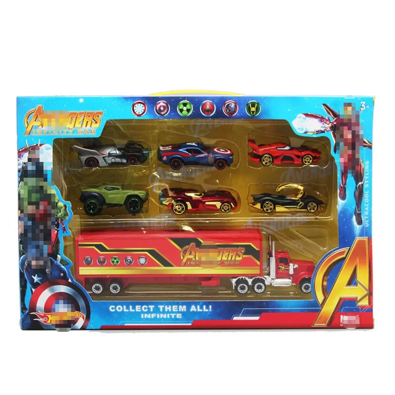 In box B 7 шт./компл. Marvel игрушки Мстители 4 завершающей автомобили из сплава модель грузовика Spider-man Капитан Америка, Железный человек "Халк", "супергерой фигурку - Цвет: In box B