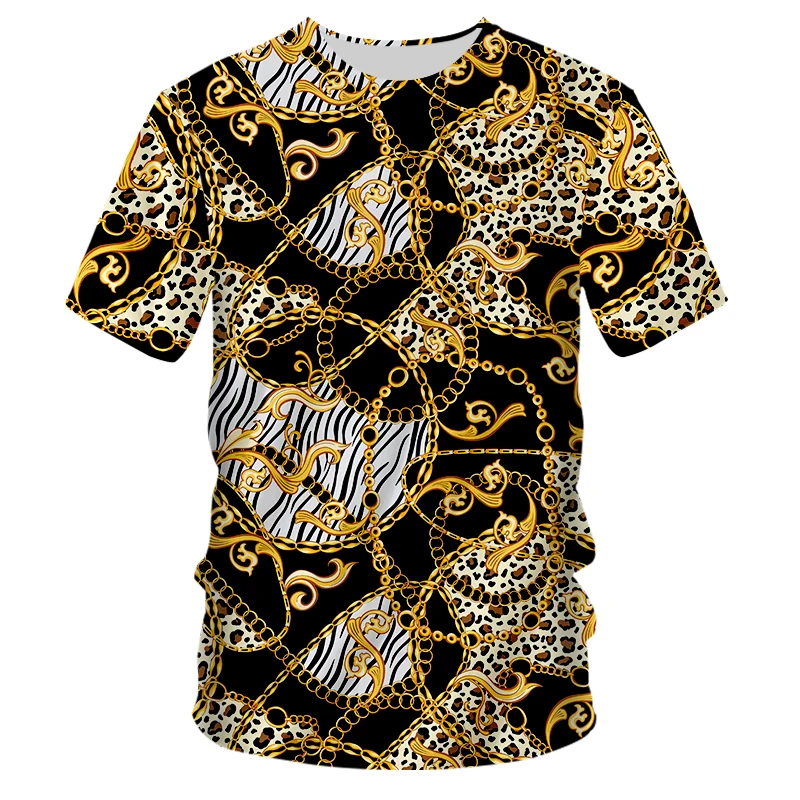 

Golden Luxury Hip Hop 2021 New Cool Men's T-shirt Funny Tops 3D Printed Fashion Short-sleeved Round Neck Shirt Trendy Streetwear