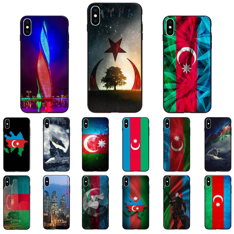 Чехол для iphone 13 12 11 Pro Max XS MAX X XR SE2 8 7 Plus с флагом Азербайджана | Мобильные телефоны и