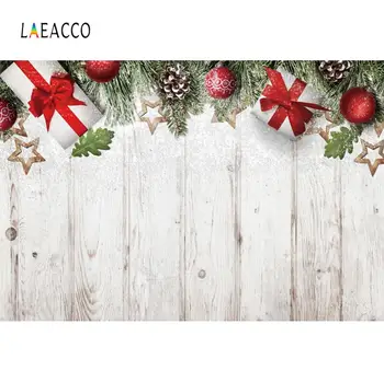 

Gray White Backdrops Photography Wooden Board Planks Christmas Festivals Ball Gift Pine Party Baby Photo Background Photo Studio