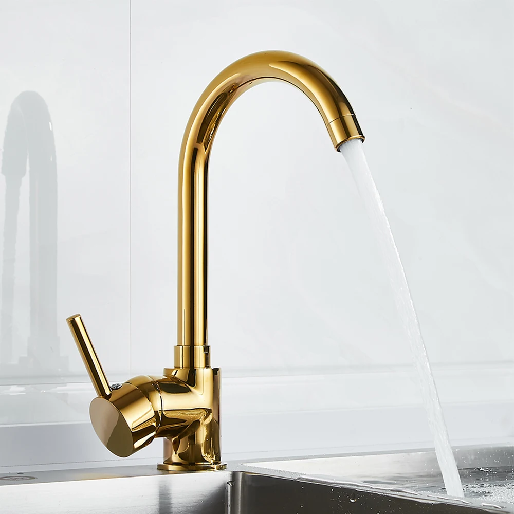Luxury Gold Kitchen Faucet Gold Brass for Cold and Hot Mixer Tap Sink Faucet Vegetable Washing Basin Brushed Brass