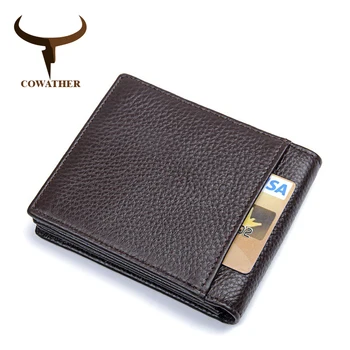 

COWATHER men wallet top quality cow genuine leather male purse cowhide wallets fashion design black color free shipping