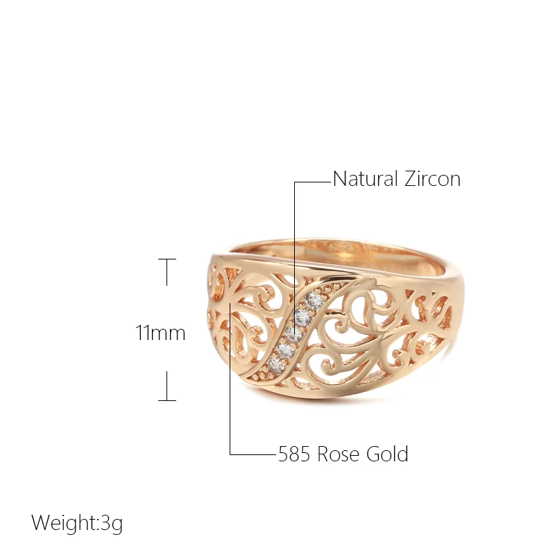 Anello Vintage Oro Rosa Con Zircone Naturale – Fiore Cavo, Microcera, Per Donna