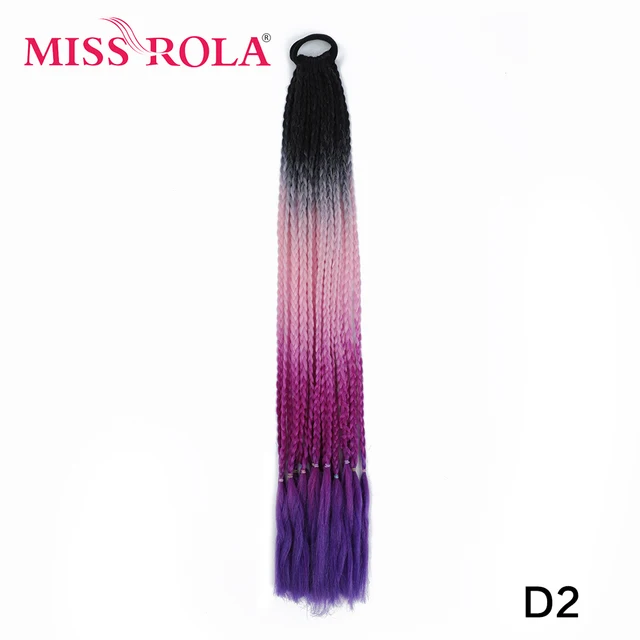 Synthetic Chignon Hair 60cm Hair Color Gradient Dirty Braided Ponytail Women Elastic Hair Rubber Band Hair Accessories Headband D2