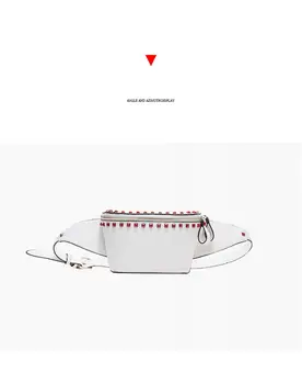 

New 2019 with white rivet chest bag small bee hang red rivet decoration Fanny pack chest women bags
