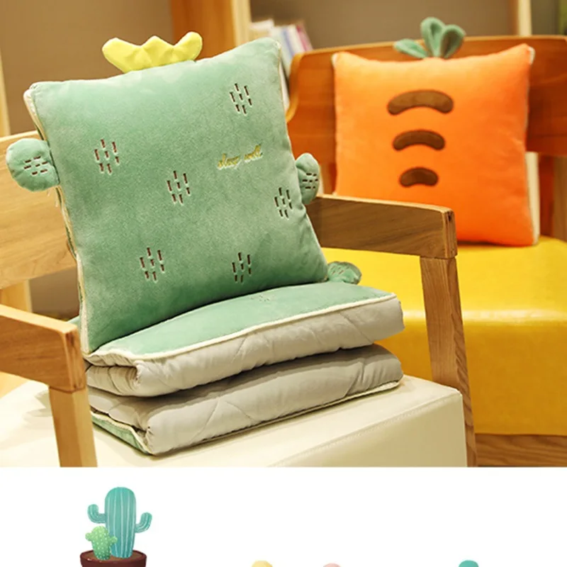 

Cute Fruit Pillow Multi-Function Airable Cover Office Car Dual-Purpose Cushion Pillow Blanket Hot Order