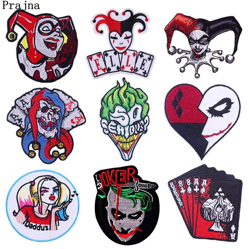 

Prajna Punk Clown Patch Embroidered Patches For Clothing Iron On Patches For Clothes Stripe Badges On Coat DIY Clothing Applique