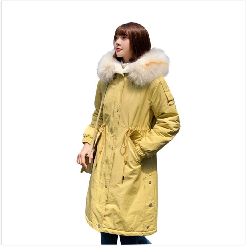 Best Winter Coat Women Large Fur Collar Hooded Long Jacket Thicken Warm Korean Padded women Parkas Jaqueta Feminina 262