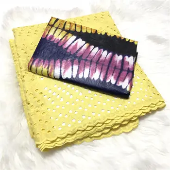 

2019 latest Bazin Riche lace 5yards with 2yards high quality African Cotton fabric swiss voile lace in switzerland ABS30