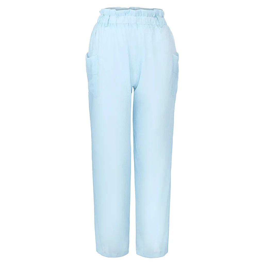 Винтажные женские повседневные брюки длинные из хлопка и льна широкие осенние