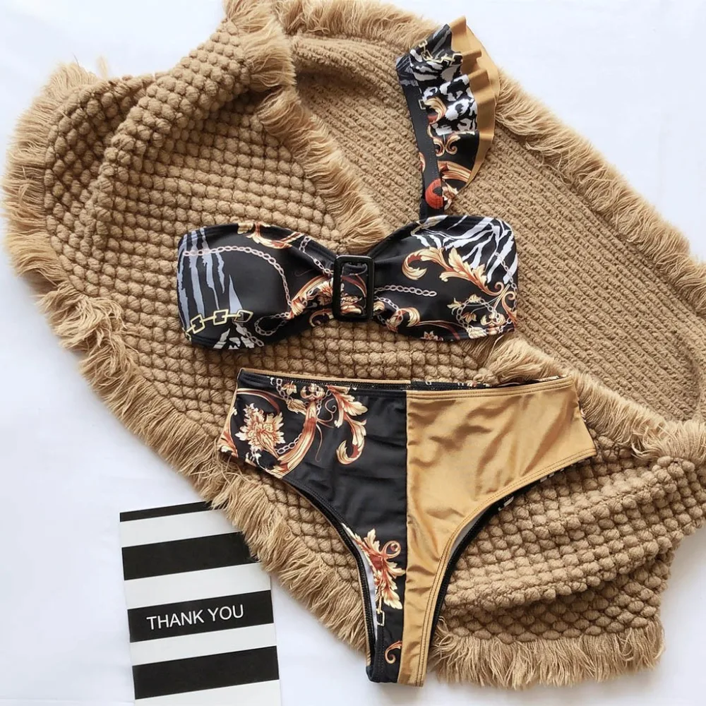 Sexy women bikinis set patchwork ruffled bikini push-up with pad swimsuit set two-piece separates free shipping bikinis 30D10 (9)