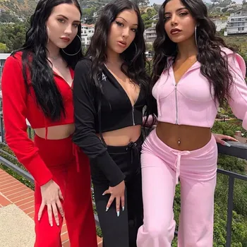 

Spring Clothes Solid Women Set Zipper Crop Top and Pants Two Piece Set Sexy Fitness Workout Tracksuit 2 Pieces Sweatsuit Outfits