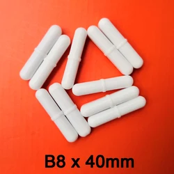 B8x40mm Laboratory Magnetic Stirrer White Mixer Stir Bars , Magnetic Stirring Rod with Pivot Ring , 10 Pieces