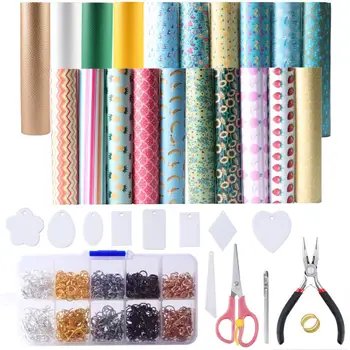 

20Pcs Faux Leather Sheets Handmade PU Leather Earring Set DIY Earrings Sets Material Model Hook and Loop Accessories Girl Gift