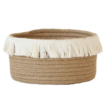

Jute Storage Basket Knitting Simple Durable Northern Europe Style Storage Basket For Home Khaki