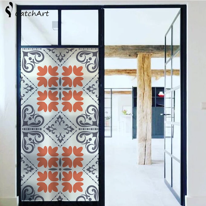 

No glue colorful Window film Frosted Privacy Glass Door Sticker Home Decor Digital print Morocco European