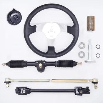 

300mm Steering Wheel Assembly 420mm Gear Rack Pinion 380mm U Joint Tie Rod Knuckle Assy For Chinese 110cc Go Kart Quad Parts